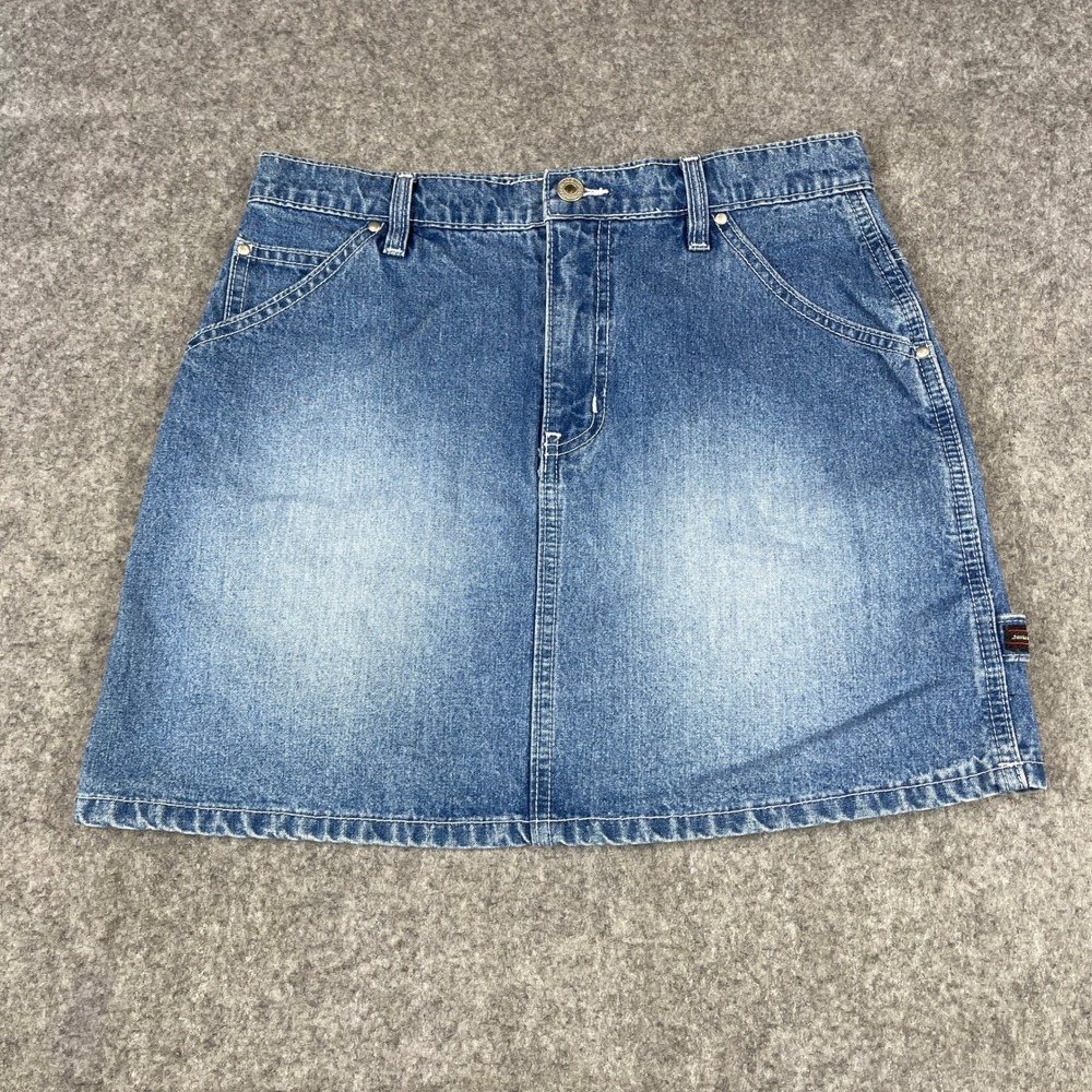 Vintage Jordache Blue Denim Carpenter Mini Skirt Size 9/10 Medium Wash Utility
